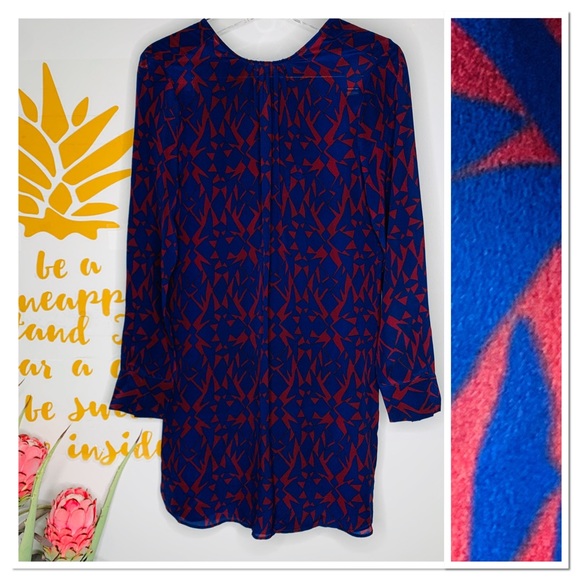 Zara Dresses & Skirts - Zara Fitted Mini Geometric Blue Long Sleeve Dress Small